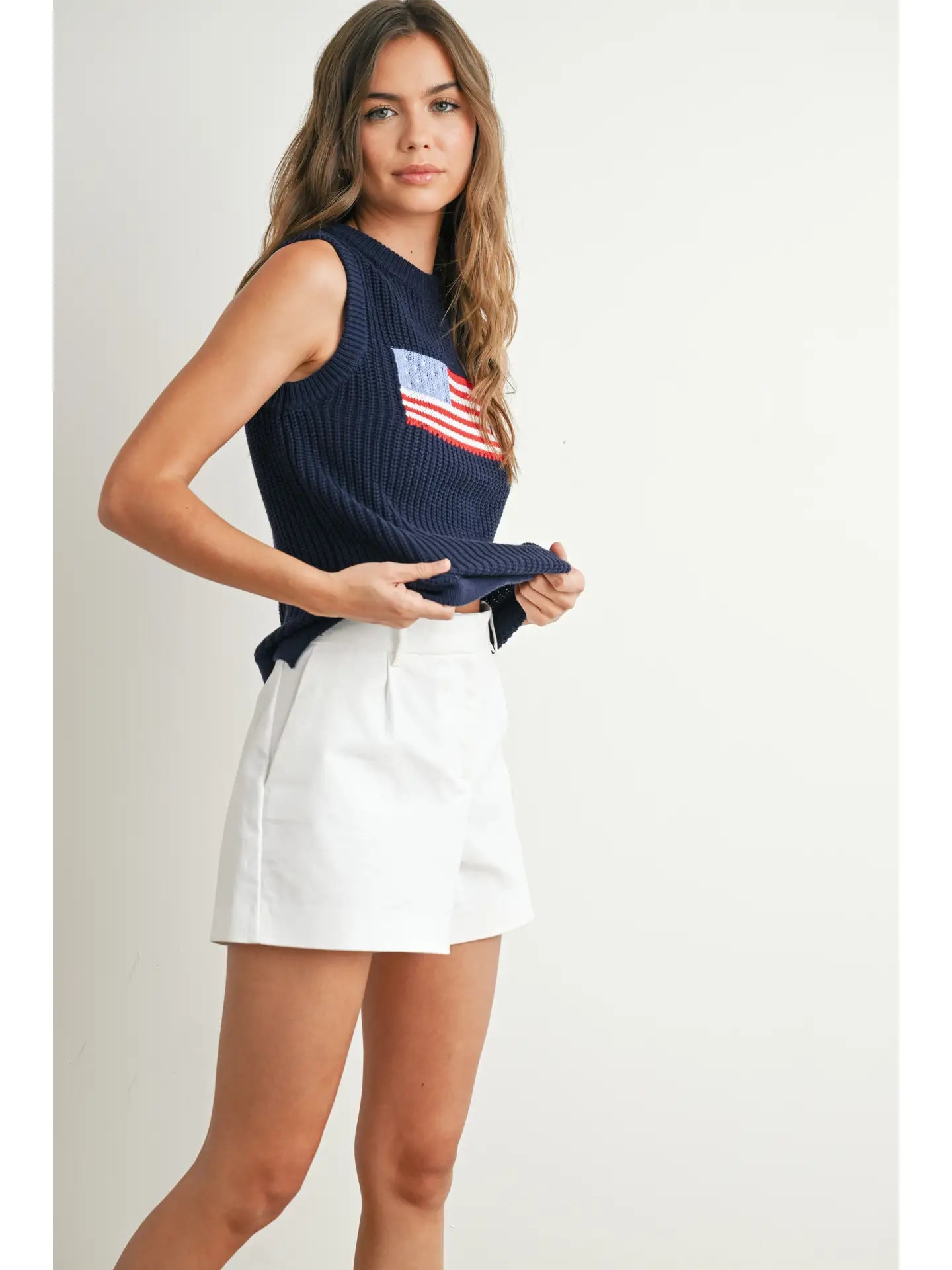 40% Off - Justice For All Navy American Flag Knit Top