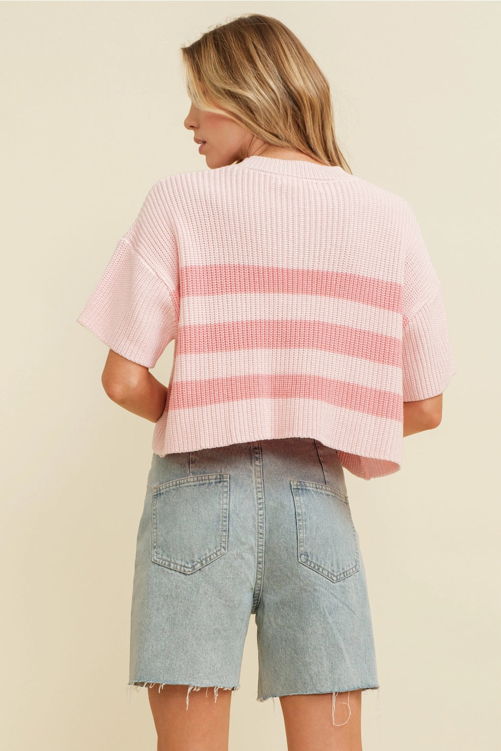 Smother Me With Kisses Pink Striped Knit Sweater Top