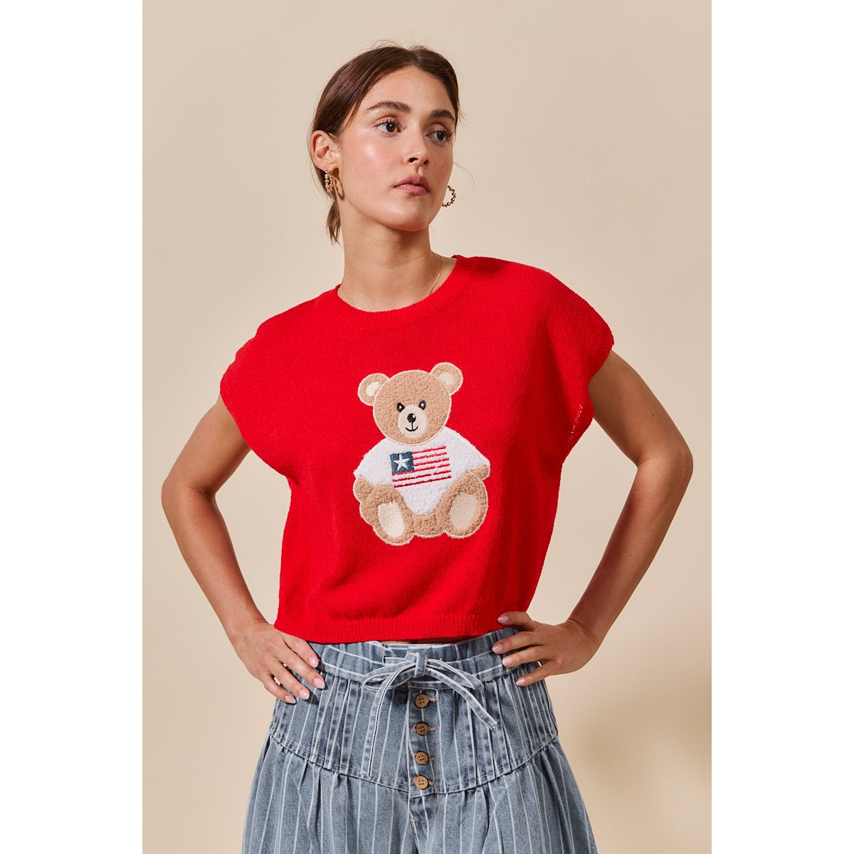 American Sweetheart Teddy Bear Knit Top