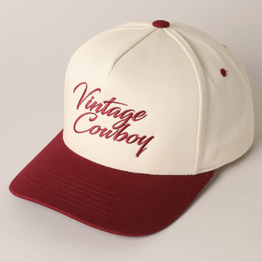 Vintage Cowboy Burgundy Embroidered Trucker Hat