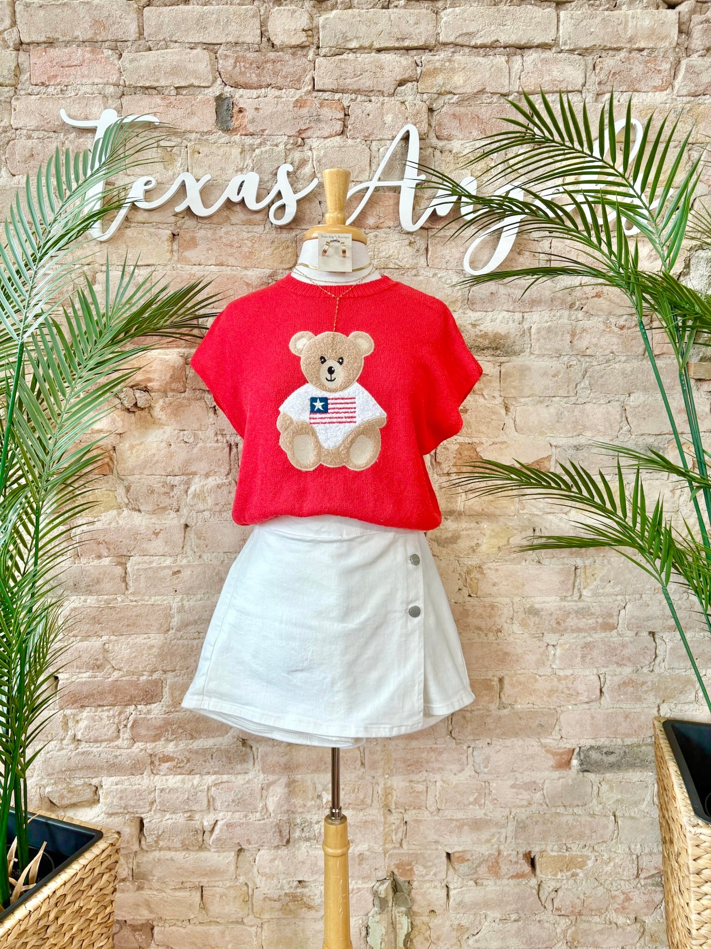 American Sweetheart Teddy Bear Knit Top