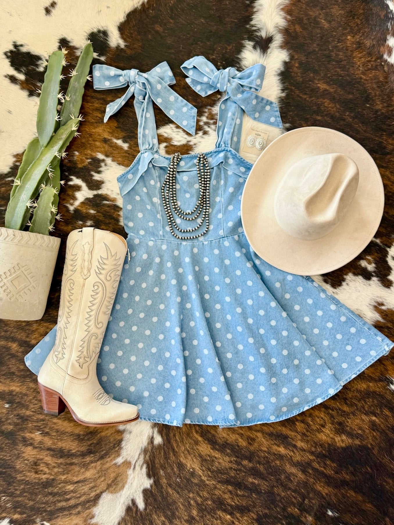 The Right Decision Polka Dot Denim Dress
