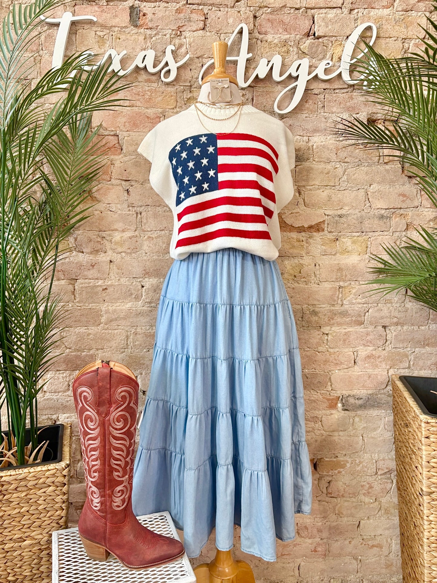 The Right Way Ruffled Denim Mid Maxi