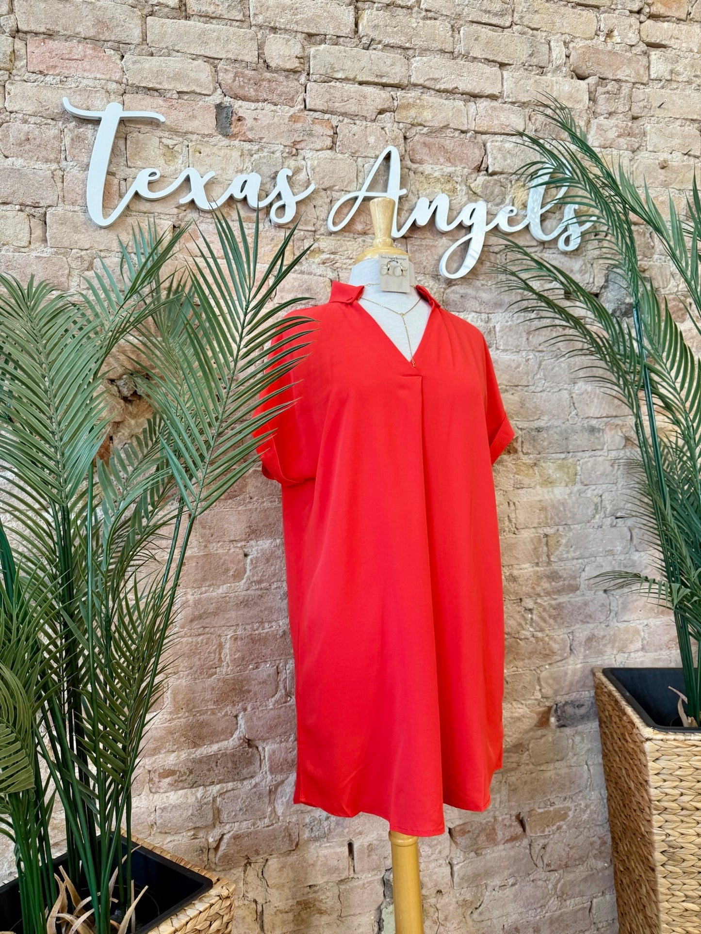Daydreaming Orange V-Neck Dress