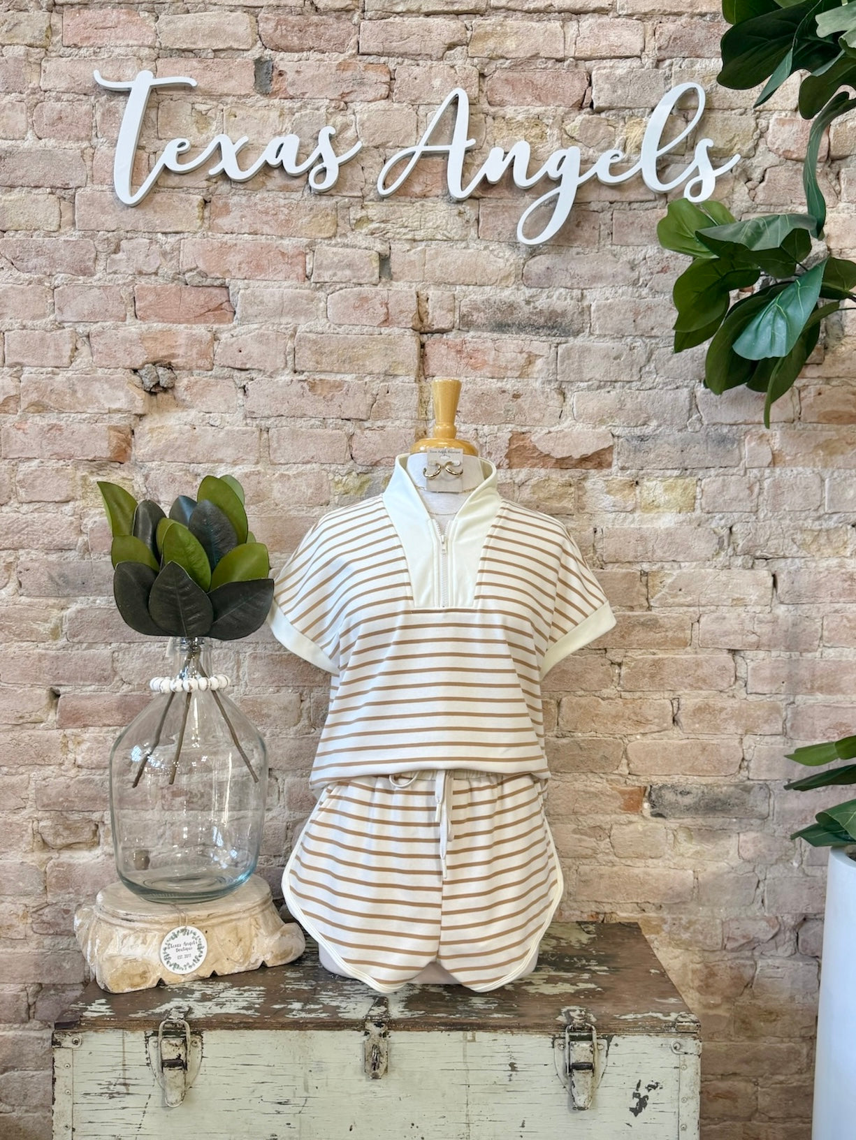 If It's Meant To Be Ivory Striped Lounge Top