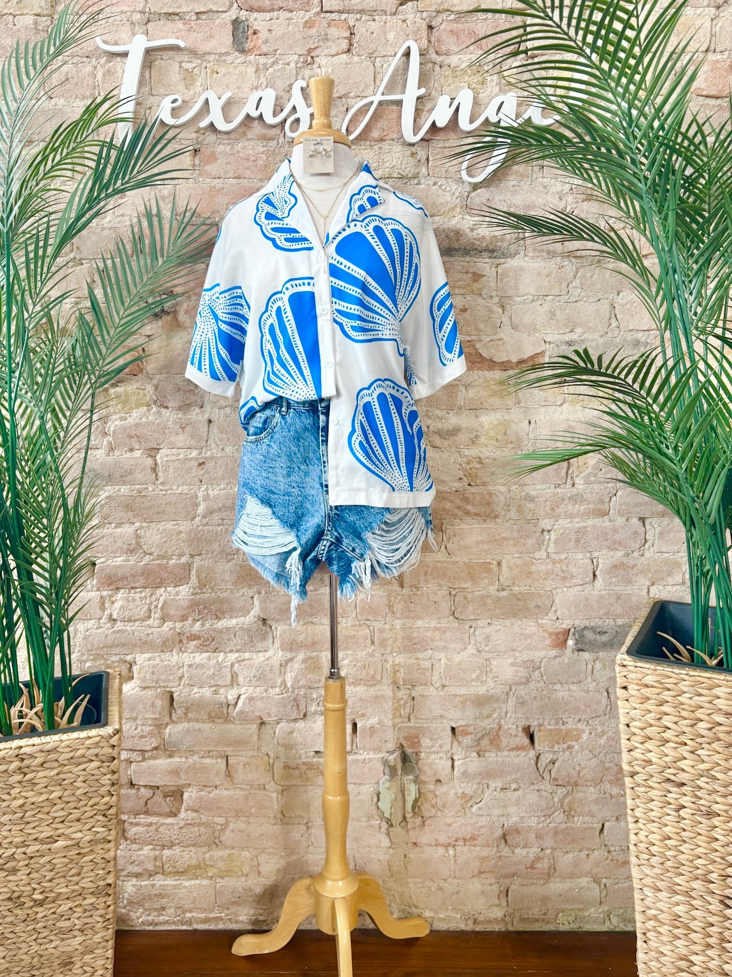 Somewhere Between The Sun & The Shore Seashell Blouse
