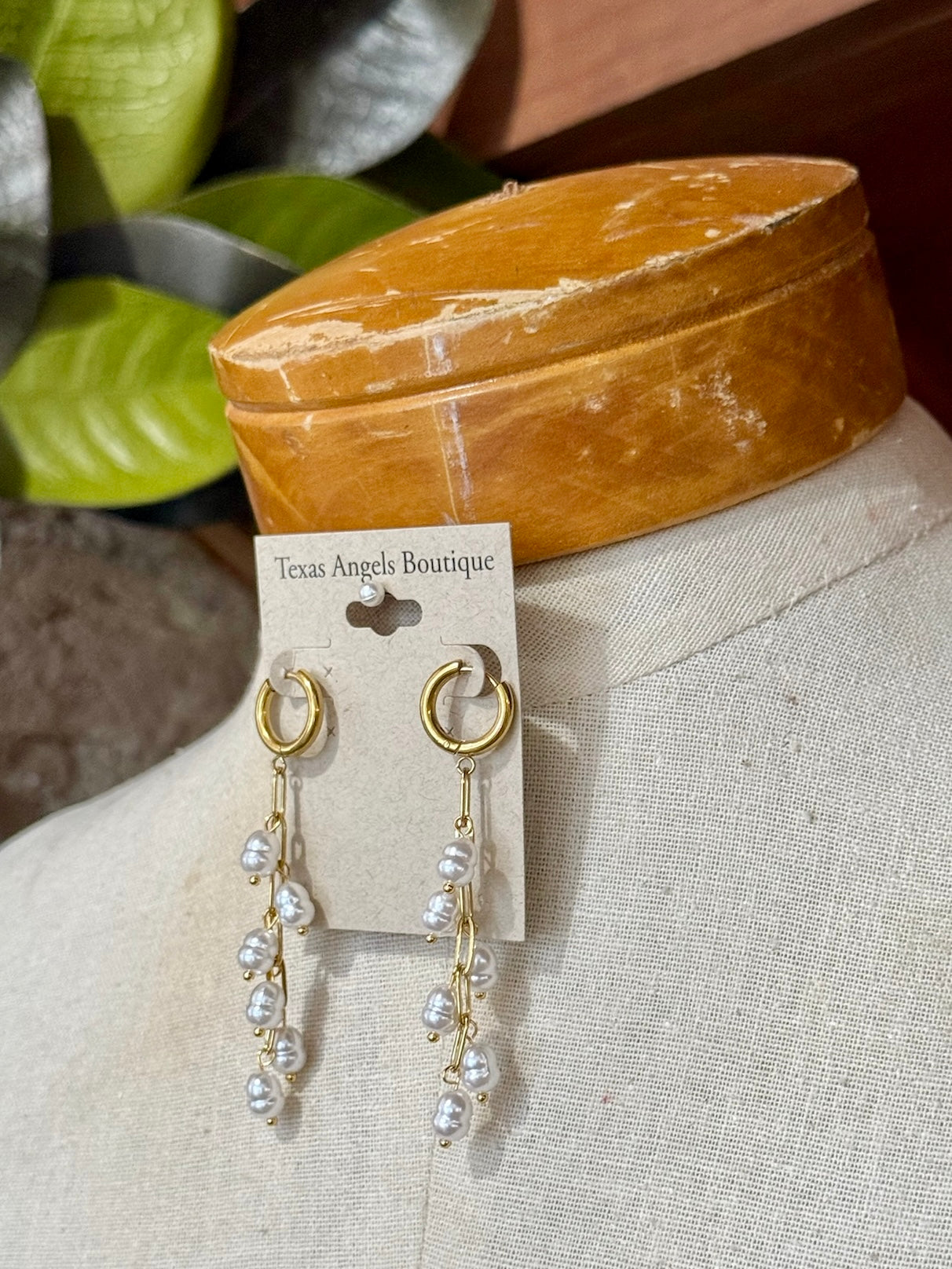 18K Stainless Steel Pearl Drop Earrings