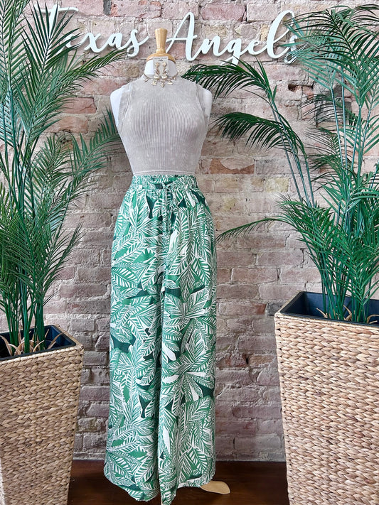 Paradise State Of Mind Palm Tree Printed Pants