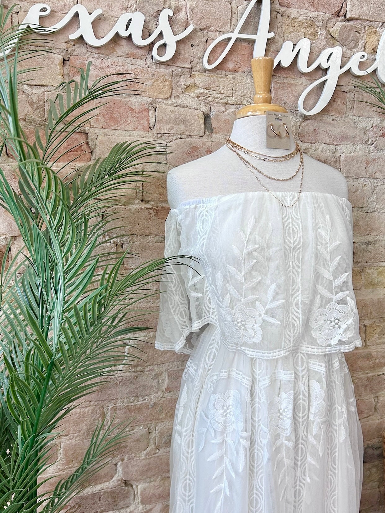 Sail Away White Lace Off Shoulder Maxi Dress