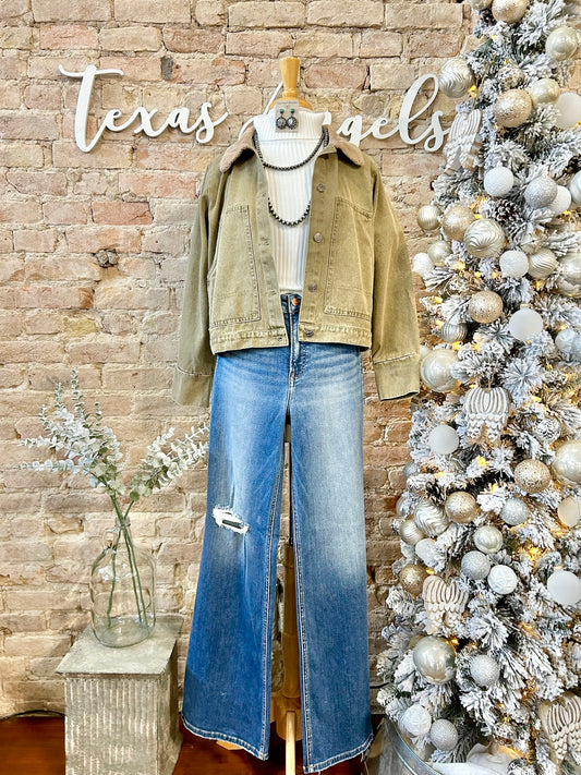 Joy To The World Olive Corduroy Jacket