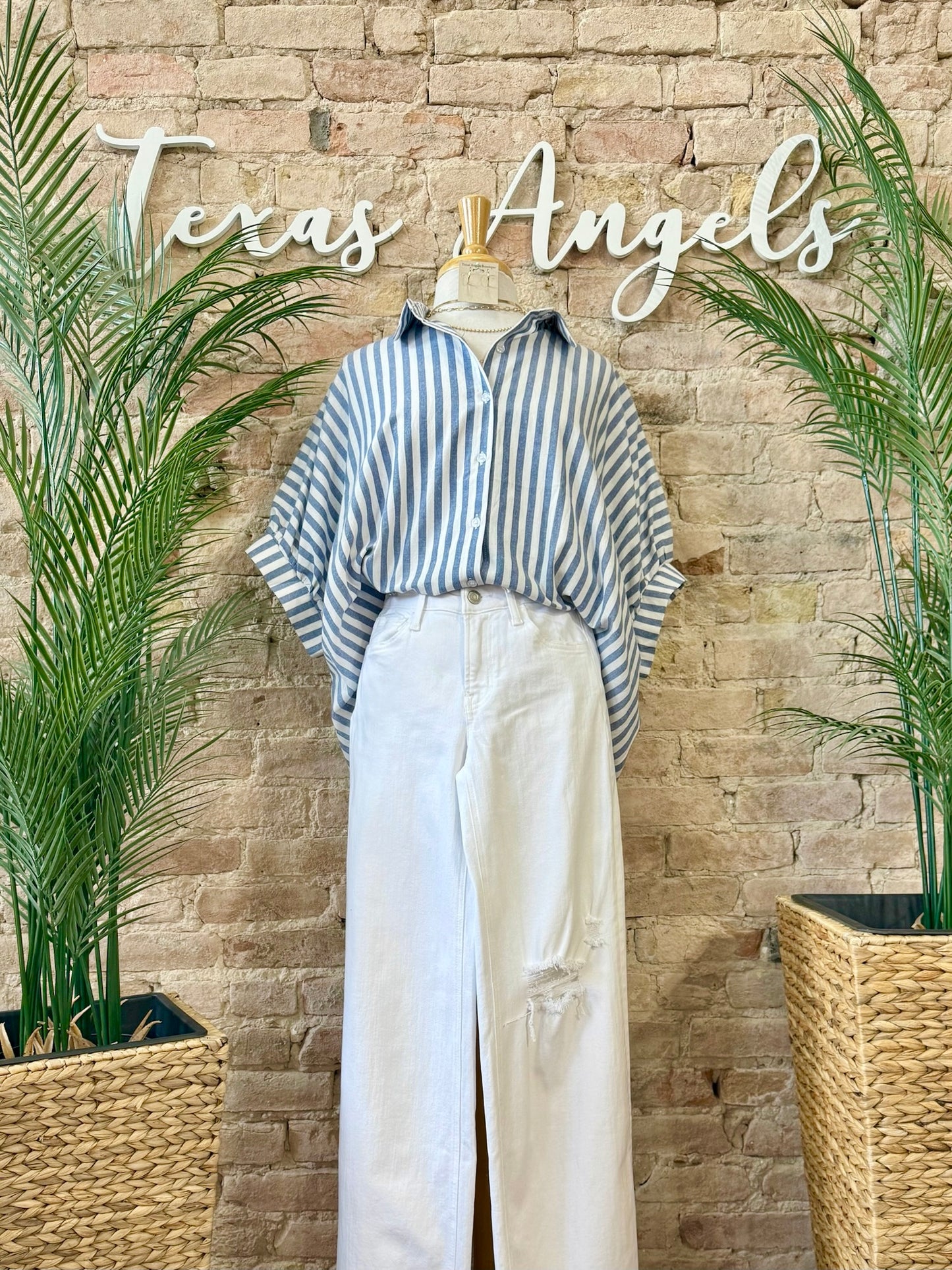 Sandy Shores Navy Striped Blouse