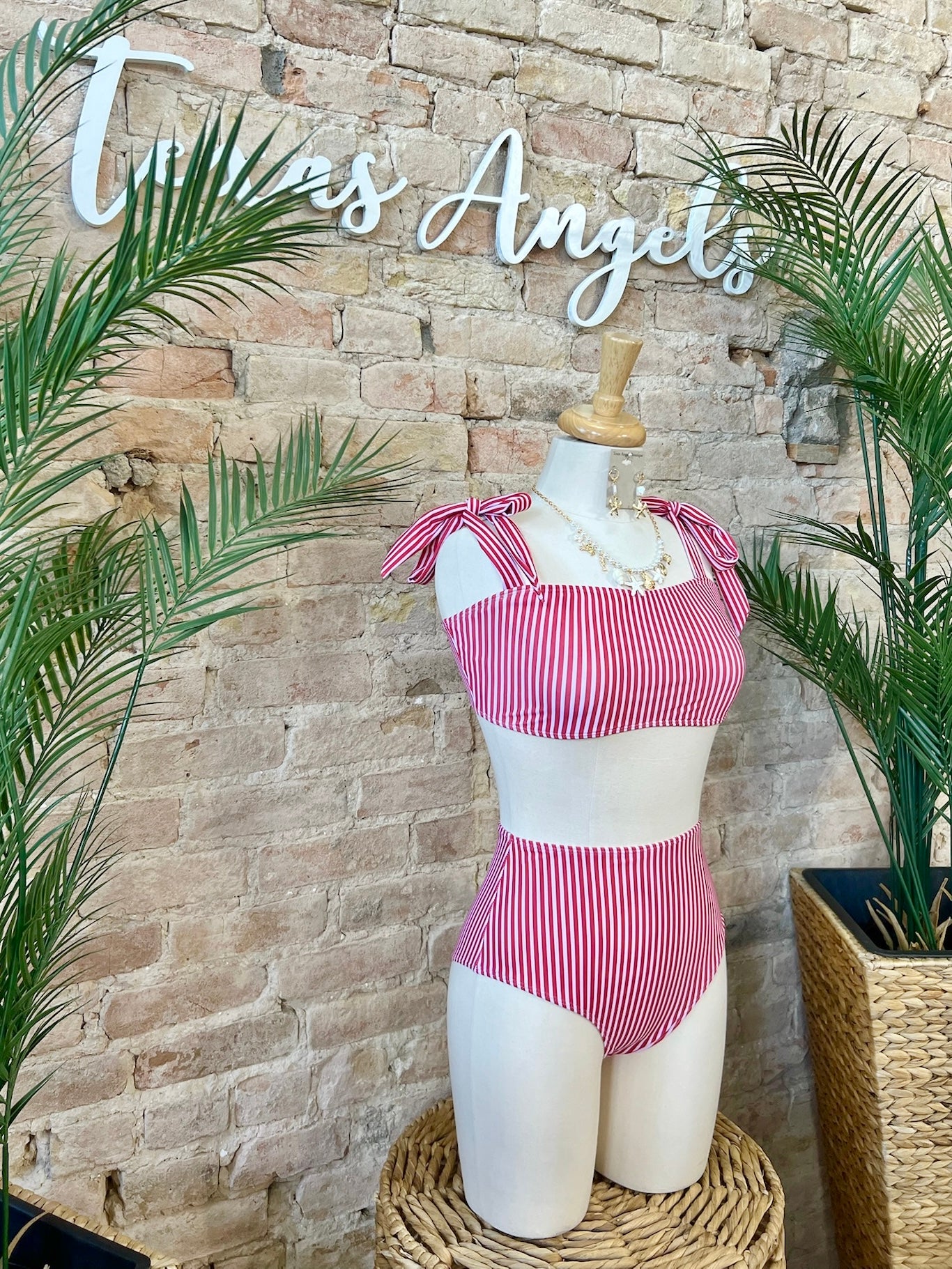 Beach Bum Red Striped Bikini