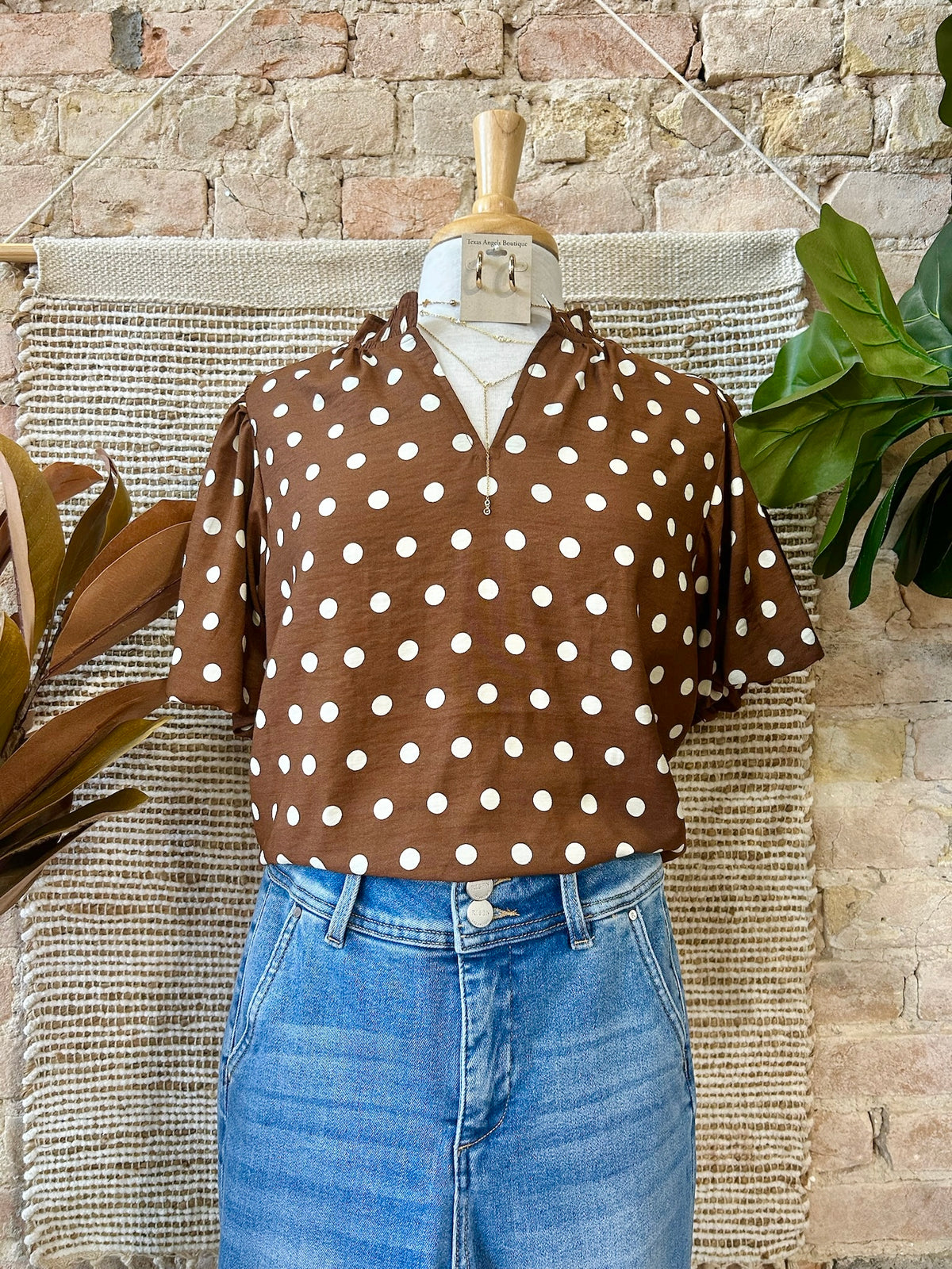 Better Luck Next Time Brown Polka Dot Blouse