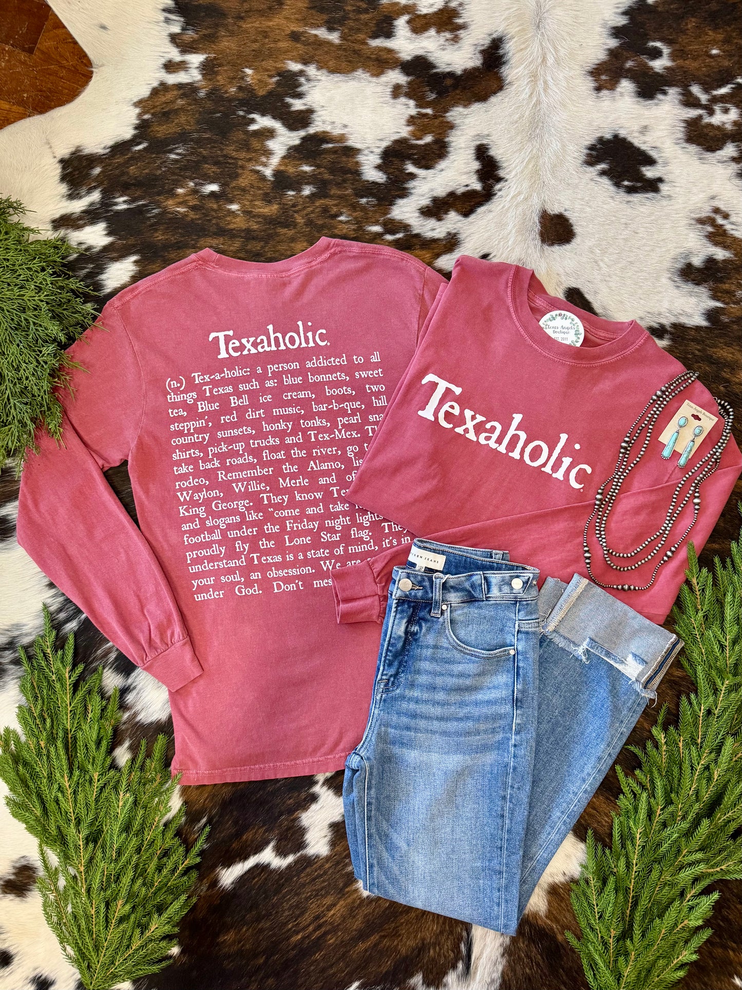 Red Texaholic Long Sleeve Graphic Tee