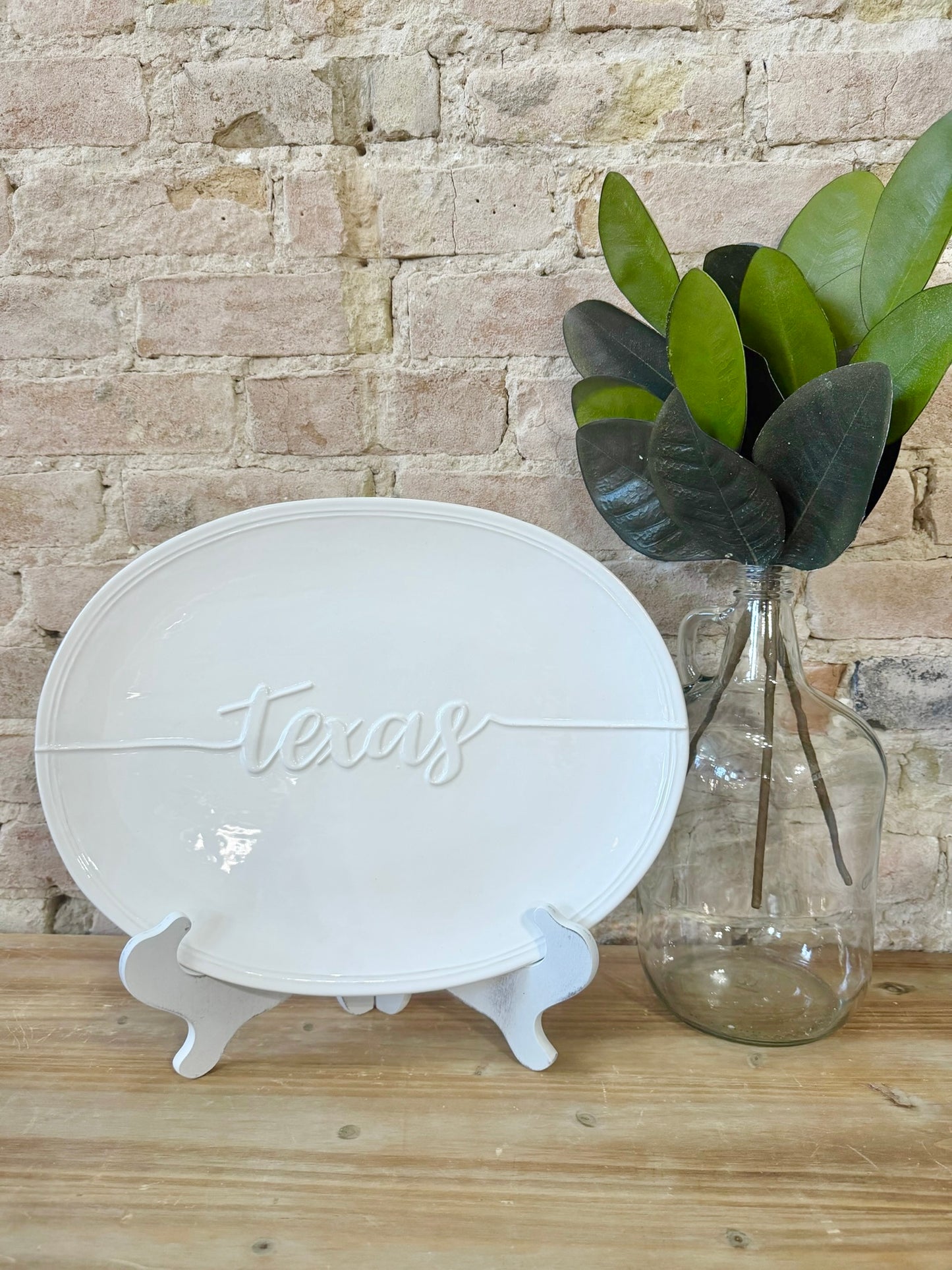 White Oval Texas Platter
