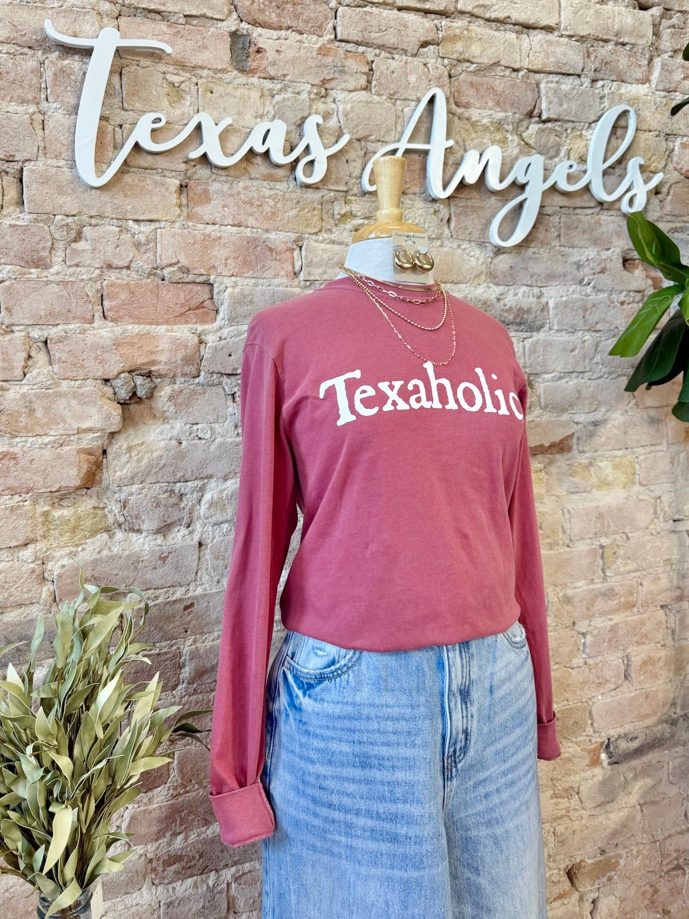 Red Texaholic Long Sleeve Graphic Tee