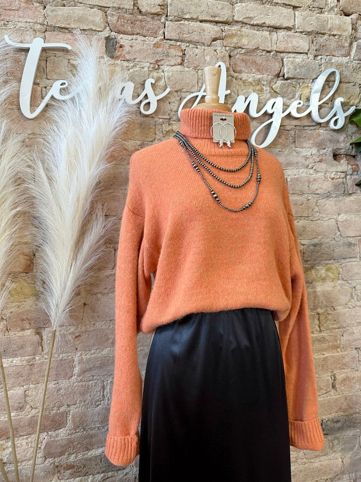 Thankful Orange Turtleneck Sweater