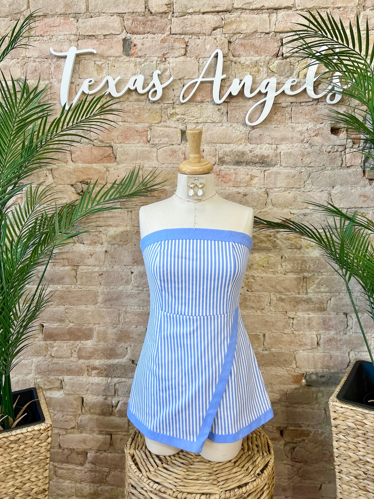 Sandy Shores Blue Striped Romper