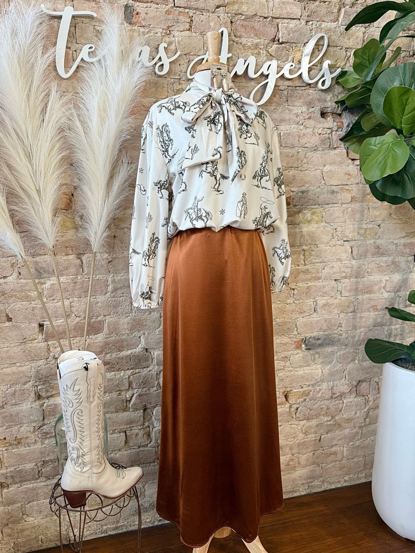 RESTOCK Saturday Night Burnt Orange Satin Skirt