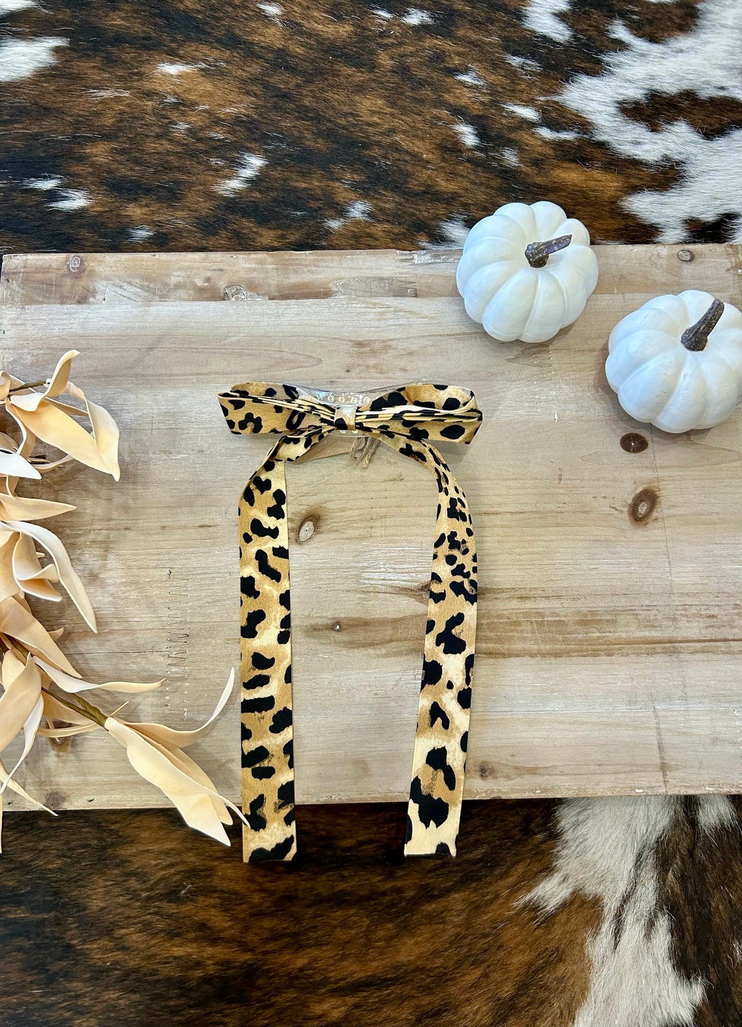 Light Brown Leopard Print Bow Hair Clip