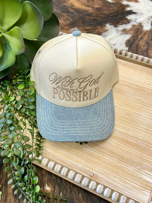 With God All Things Are Possible Embroidered Trucker Hat