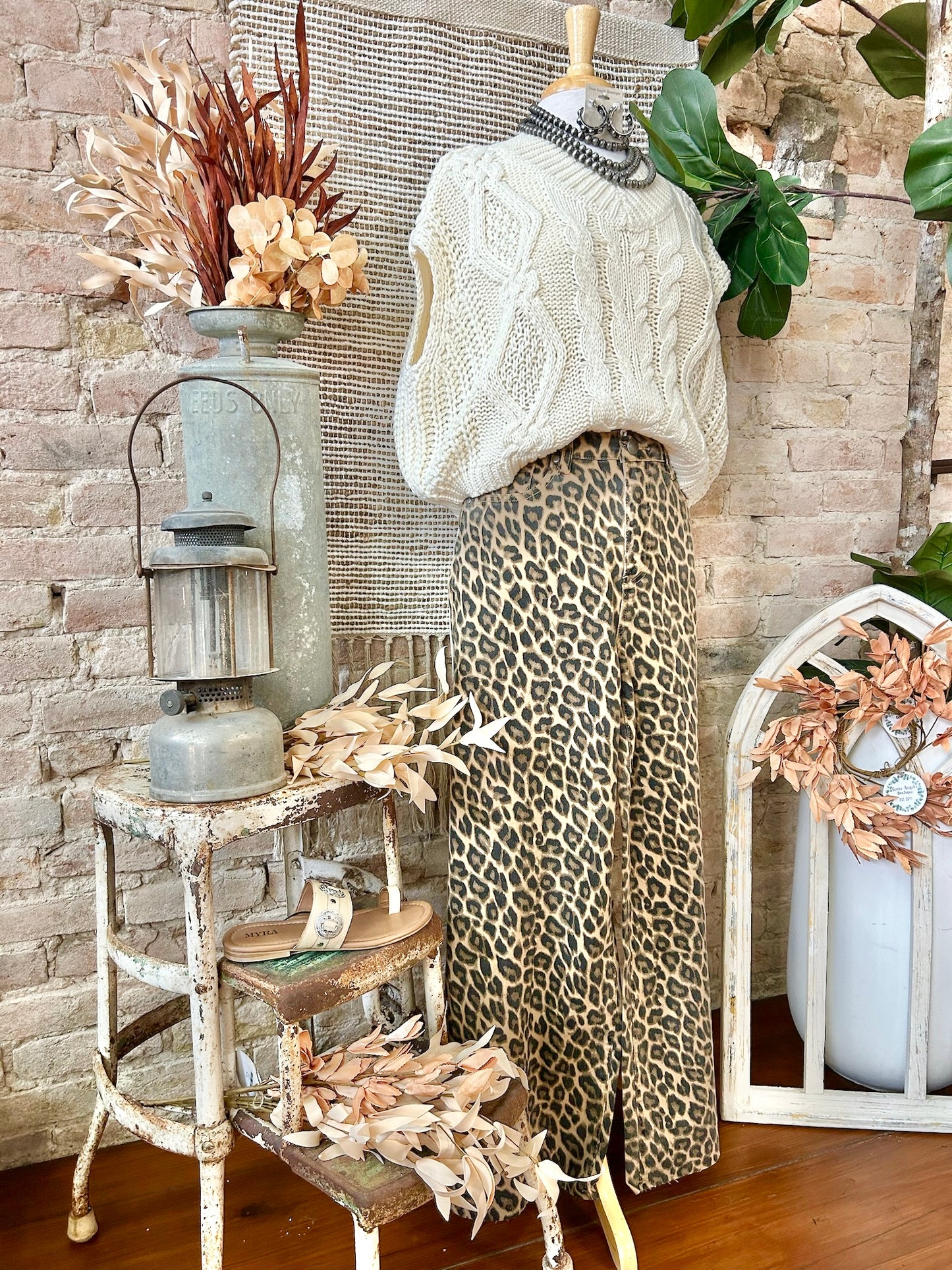 Leopard Print Wide Leg Pants