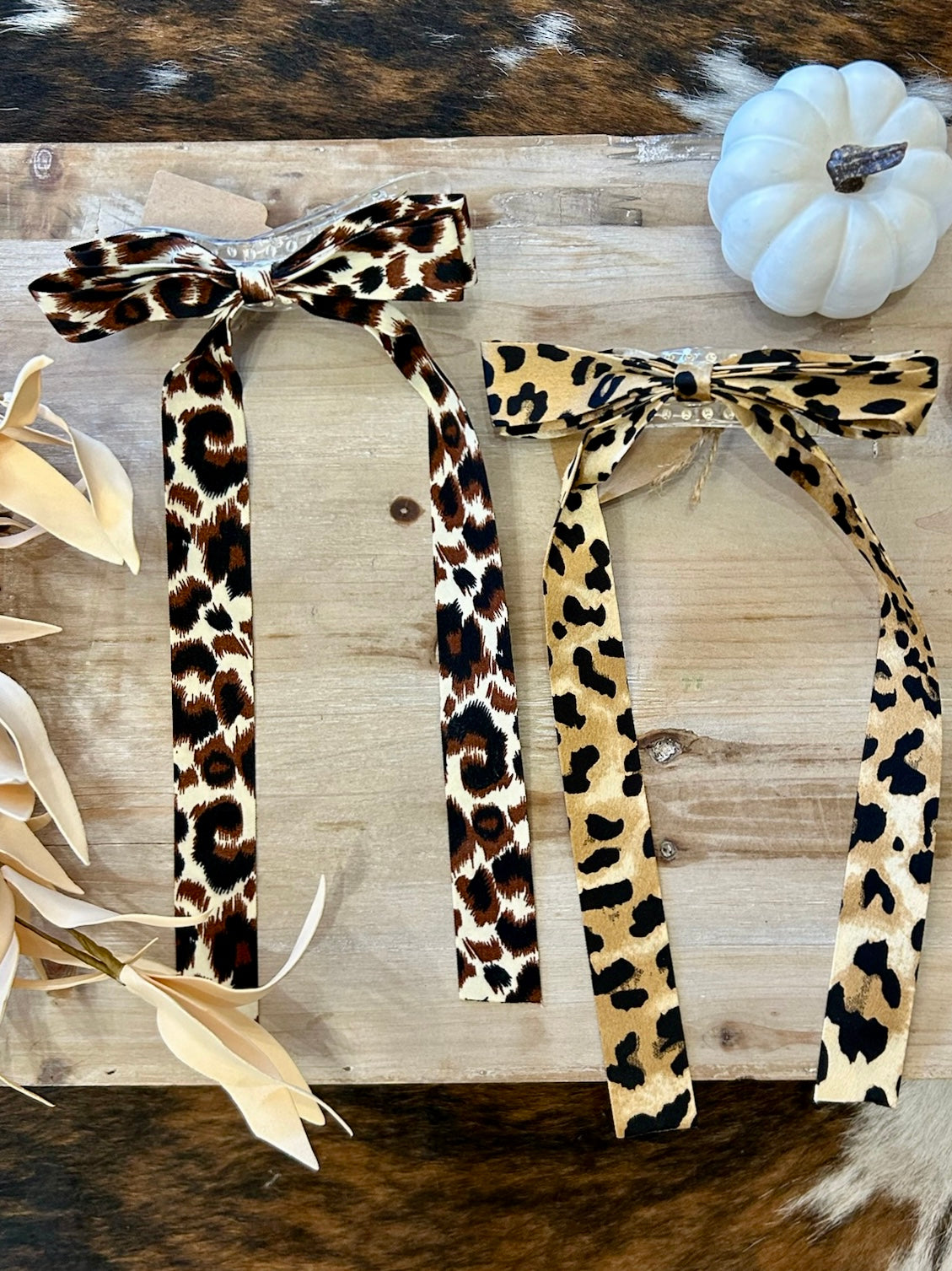 Light Brown Leopard Print Bow Hair Clip