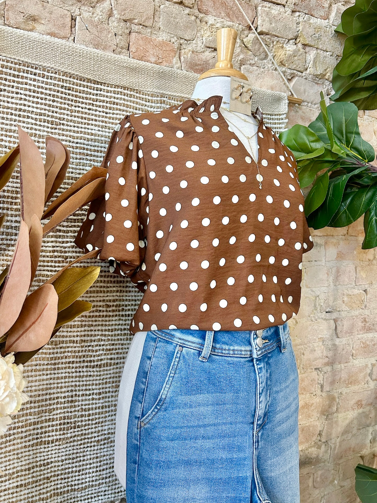 Better Luck Next Time Brown Polka Dot Blouse