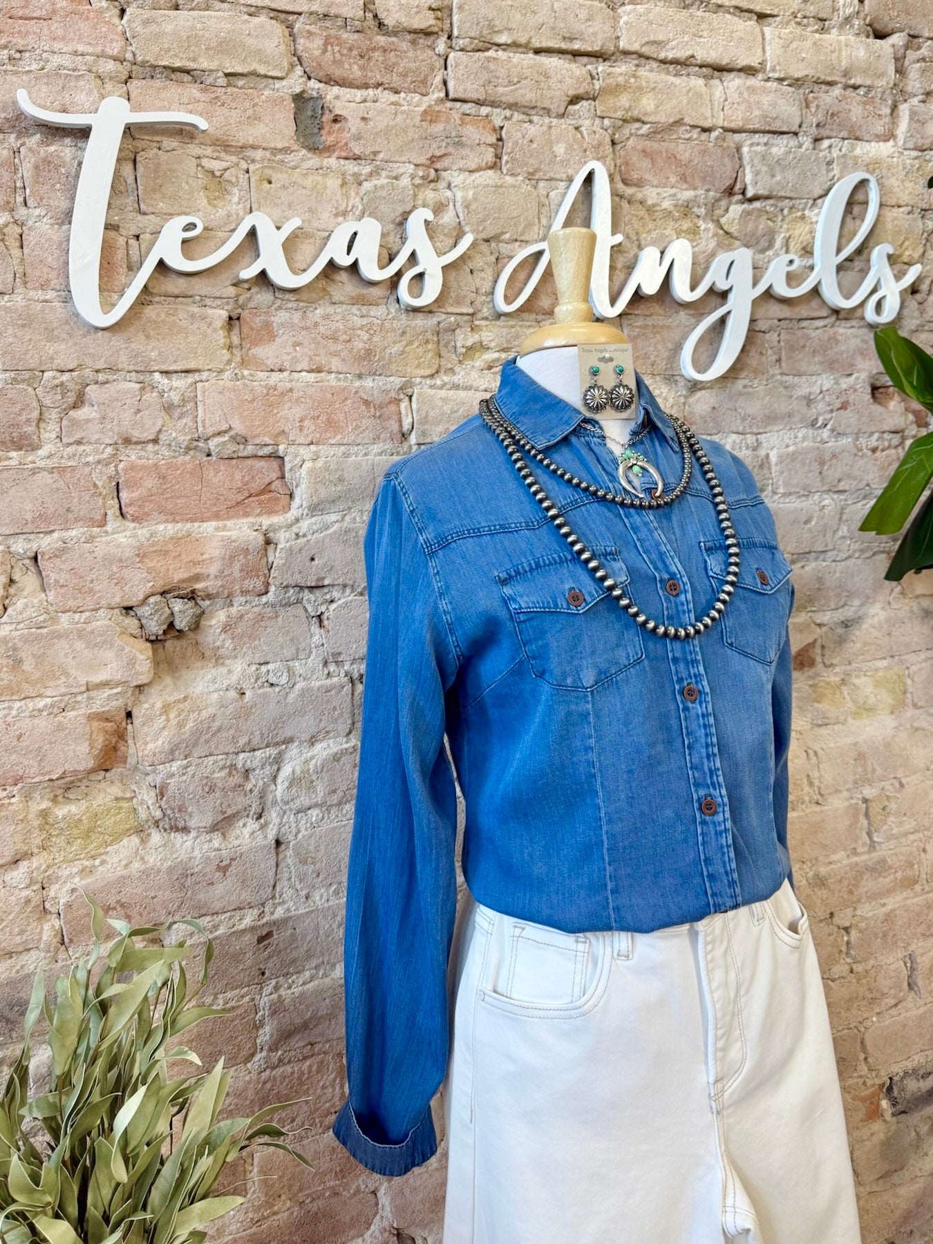 What Dreams Are Made Of Medium Wash Chambray Denim Top