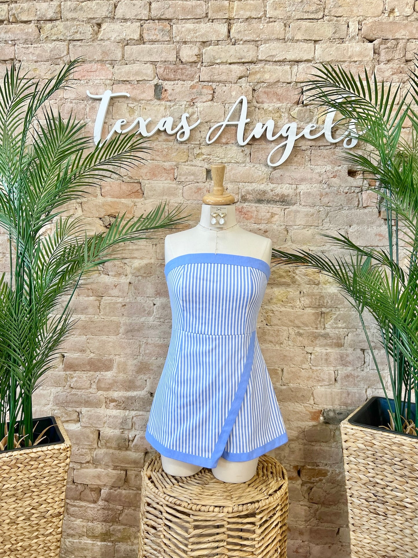 Sandy Shores Blue Striped Romper