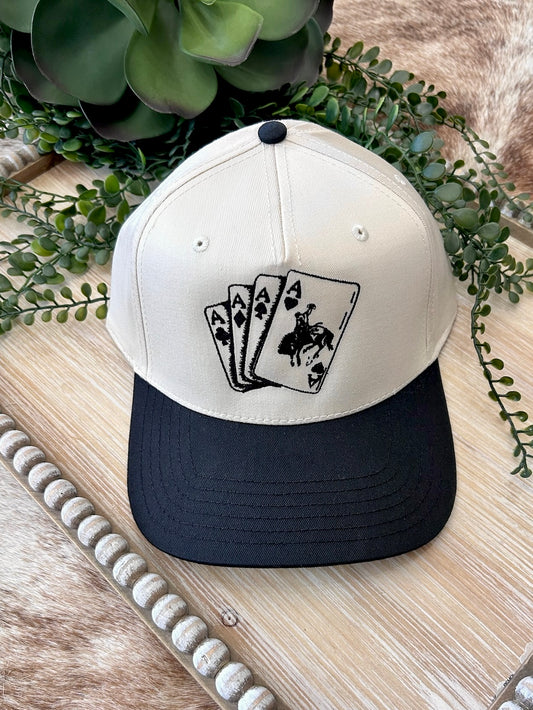 Gamblin' Man Black Embroidered Trucker Hat