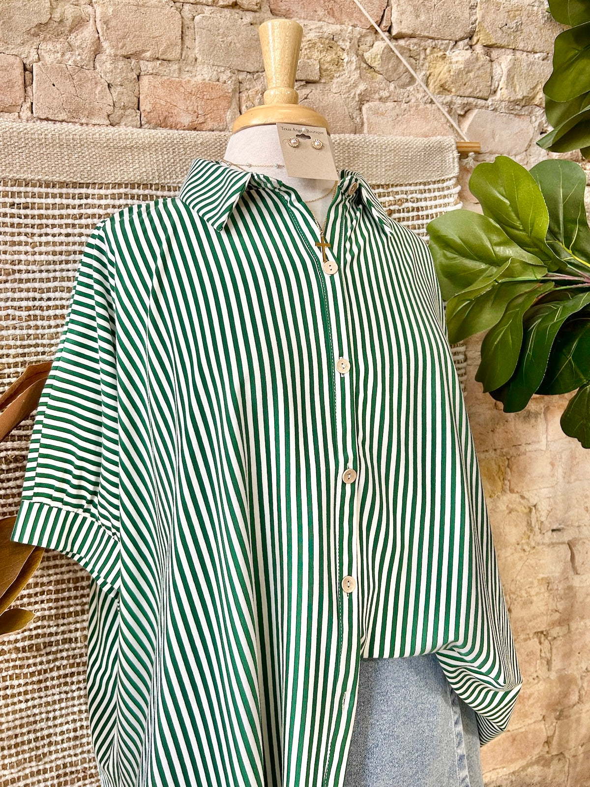 RESTOCK A Sight To See Green Striped Blouse