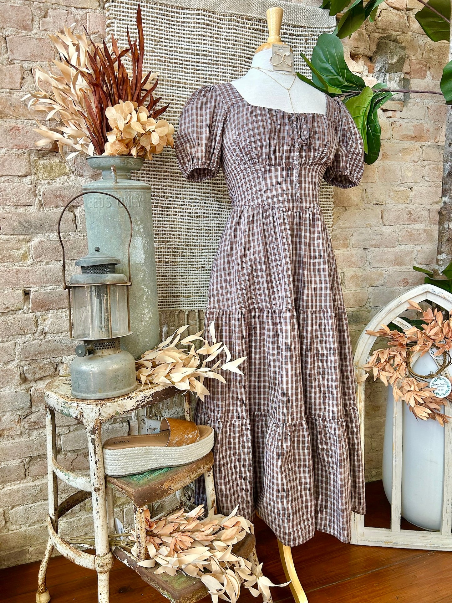 Corn Maze Brown Mid Maxi Dress