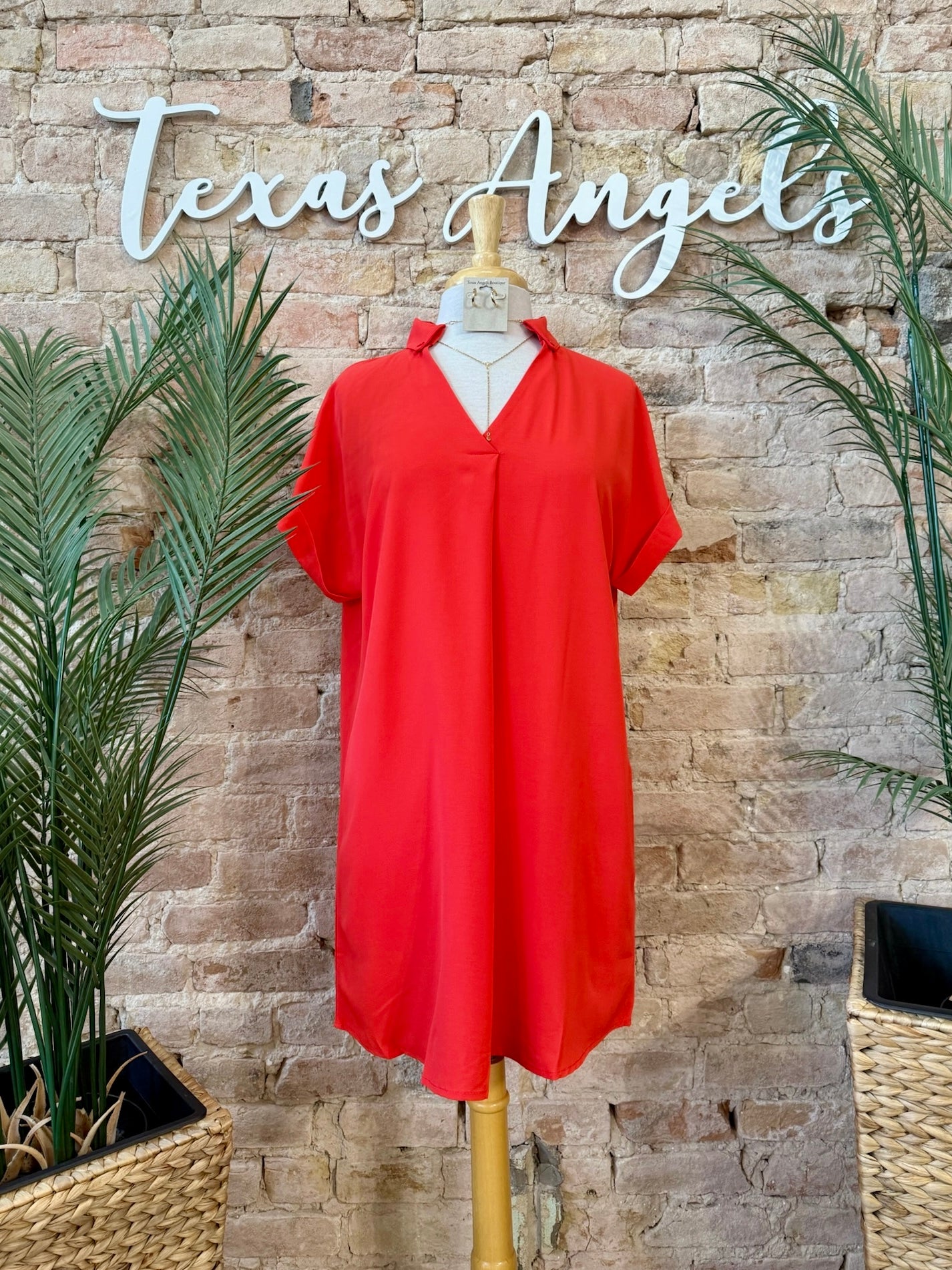 Daydreaming Orange V-Neck Dress