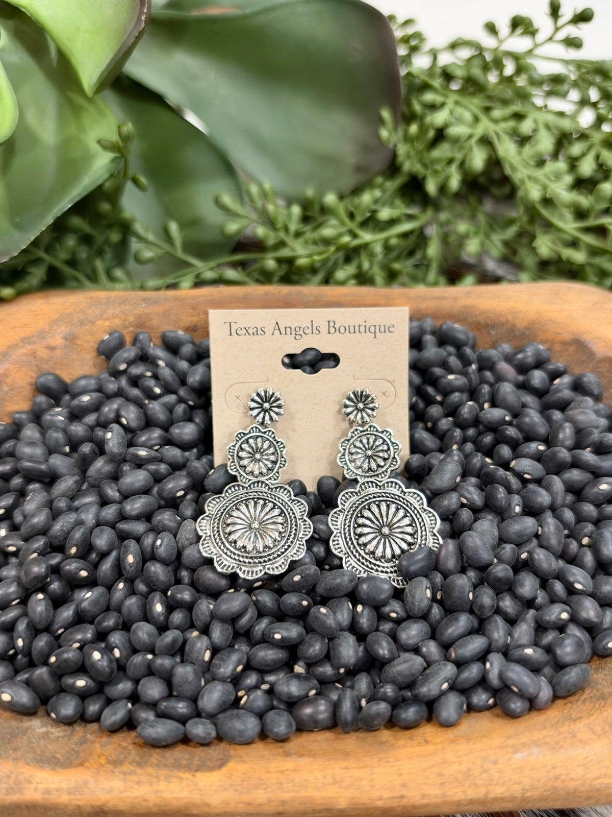 RESTOCK Silver Concho Dangle Earrings