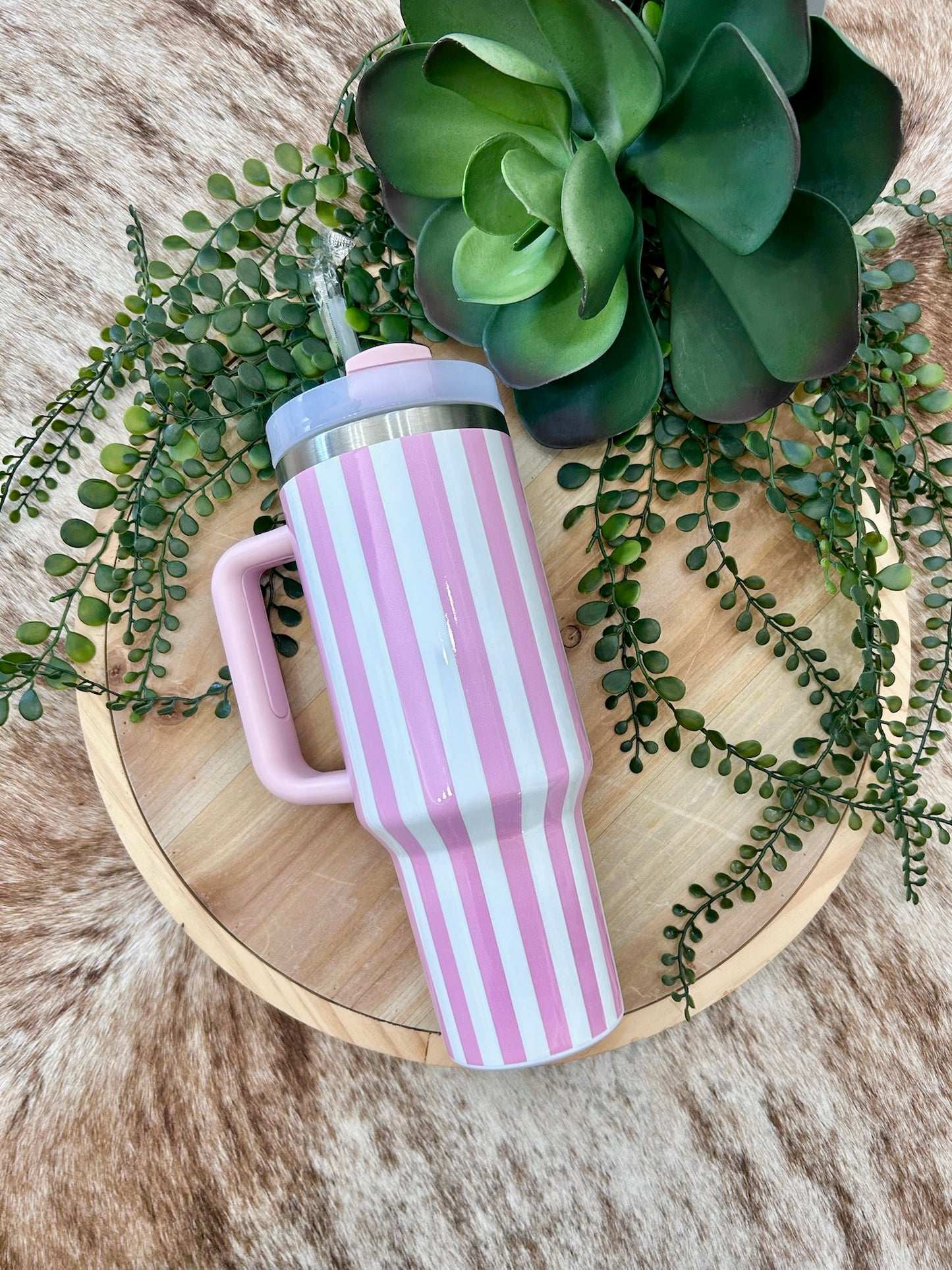 Pink Striped Tumbler