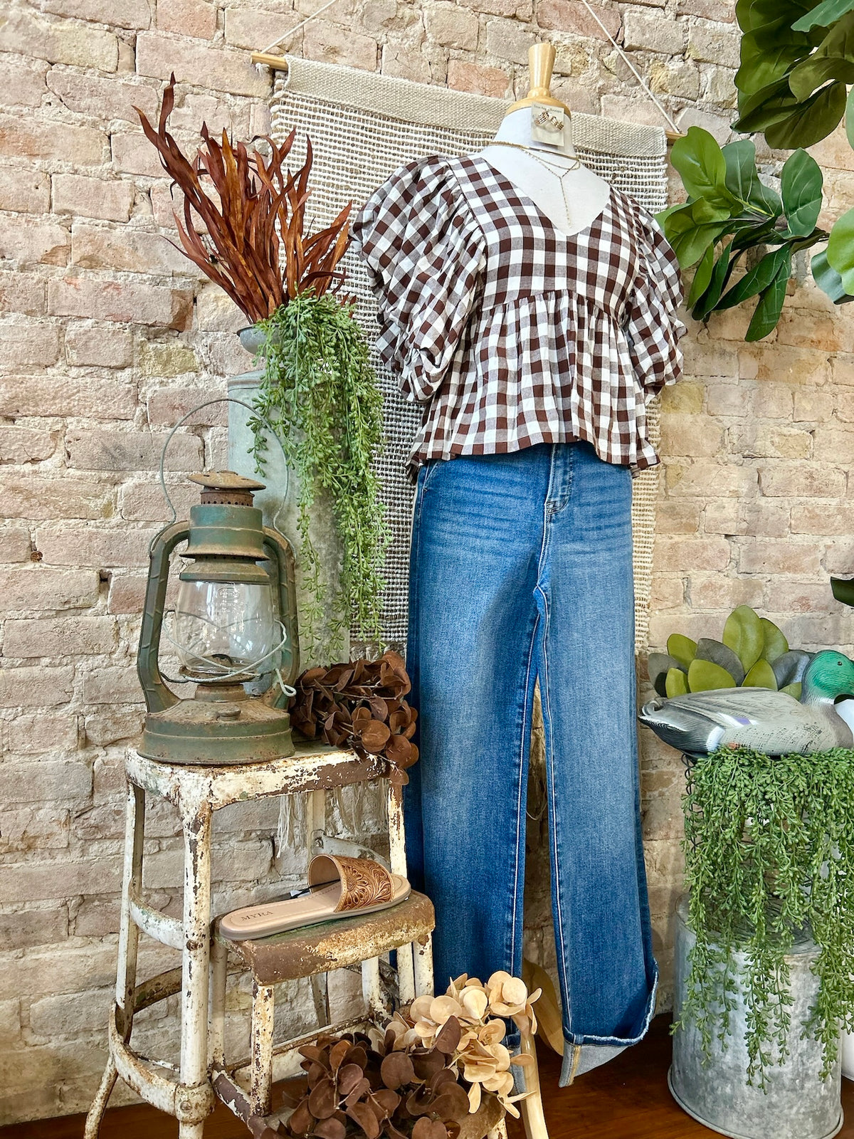 Bringing Back Memories Brown Gingham Blouse