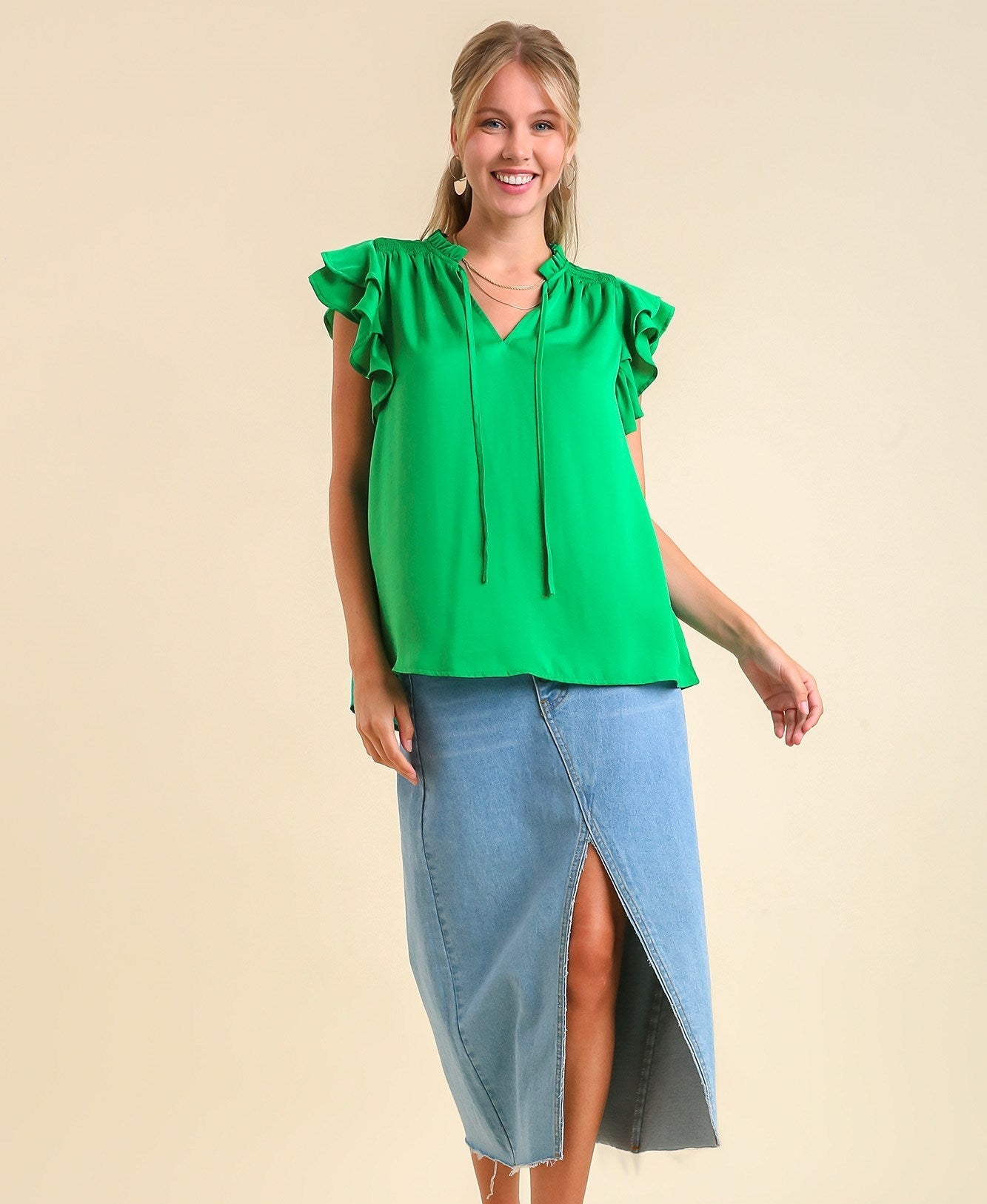 40% Off - The Best Is Yet To Come Green Satin Blouse