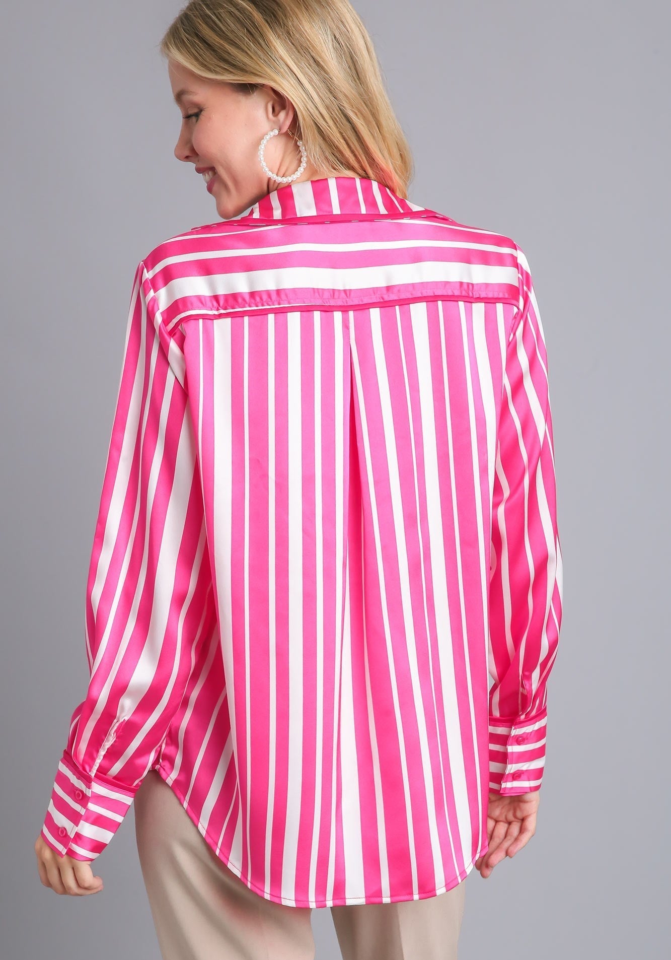 Hi Sugar Hot Pink Satin Blouse