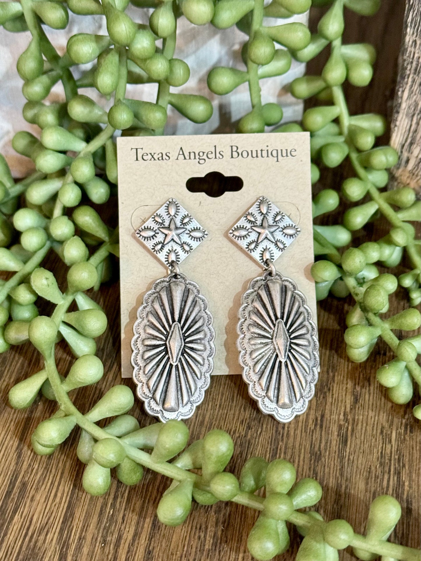 Silver Dangle Concho Earrings