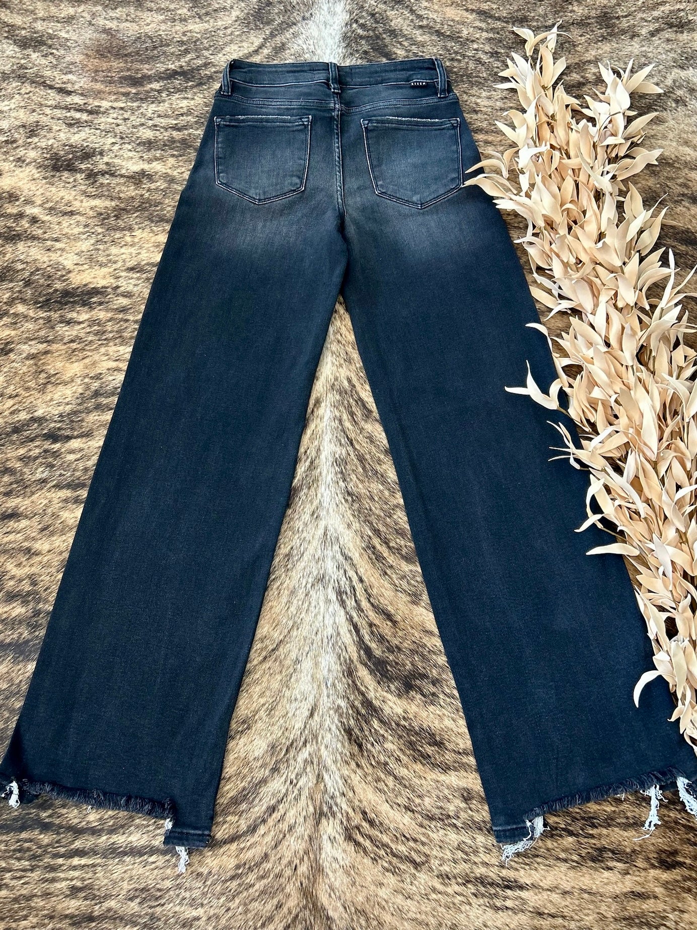 Lets Bet On It Black Wide Leg Risen Jeans