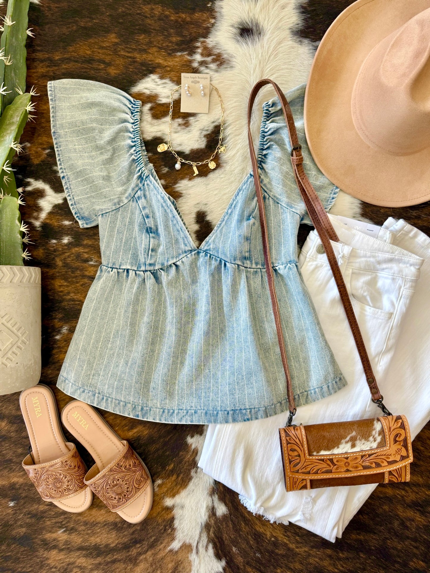 All I See Is You Striped Denim Blouse