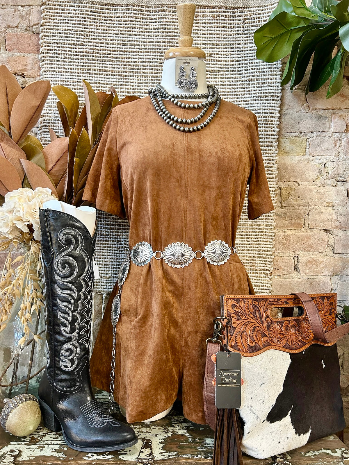 She Decided It Was Time Camel Suede Romper