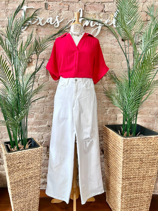 Really Did It This Time Red Blouse