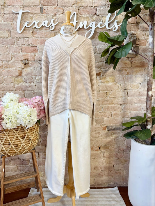 Tie The Knot Oatmeal Knit Sweater