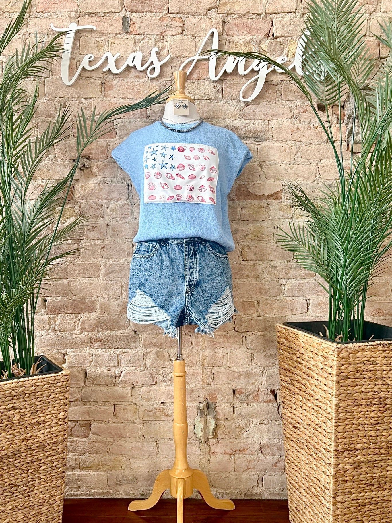 It Shore Is A Good Life Flag Knit Top