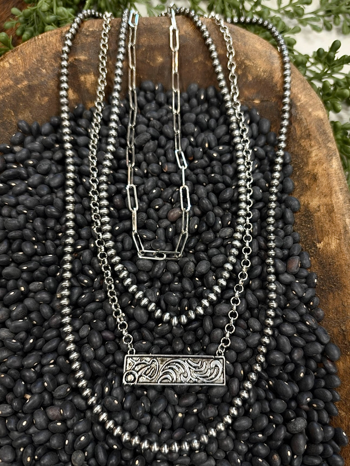 Silver Layered Bar Necklace 