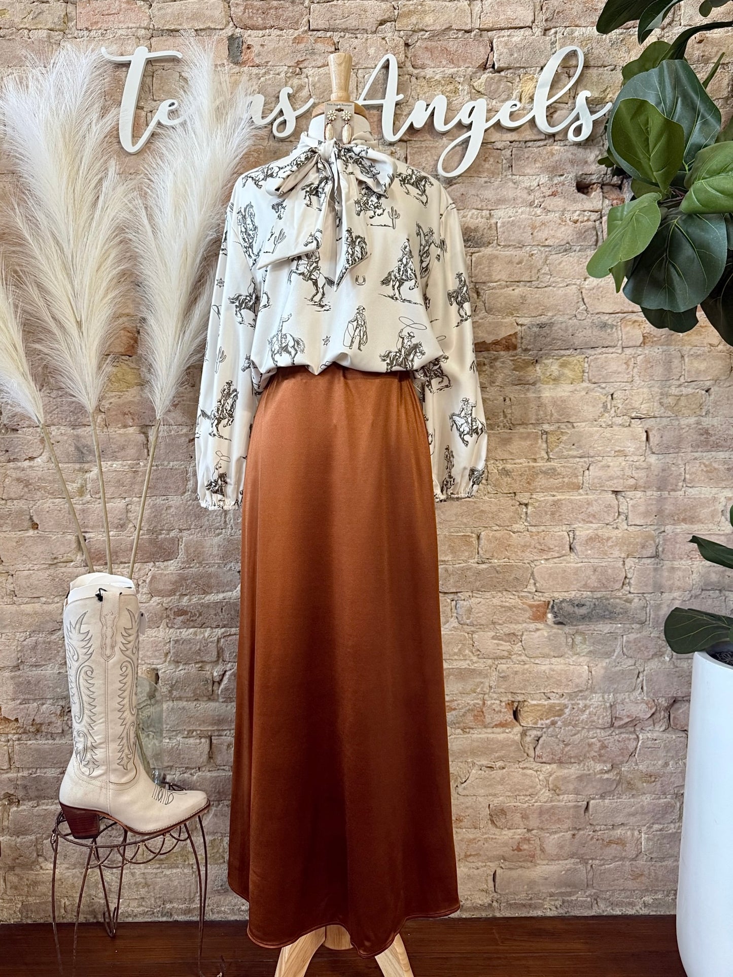 RESTOCK Saturday Night Burnt Orange Satin Skirt