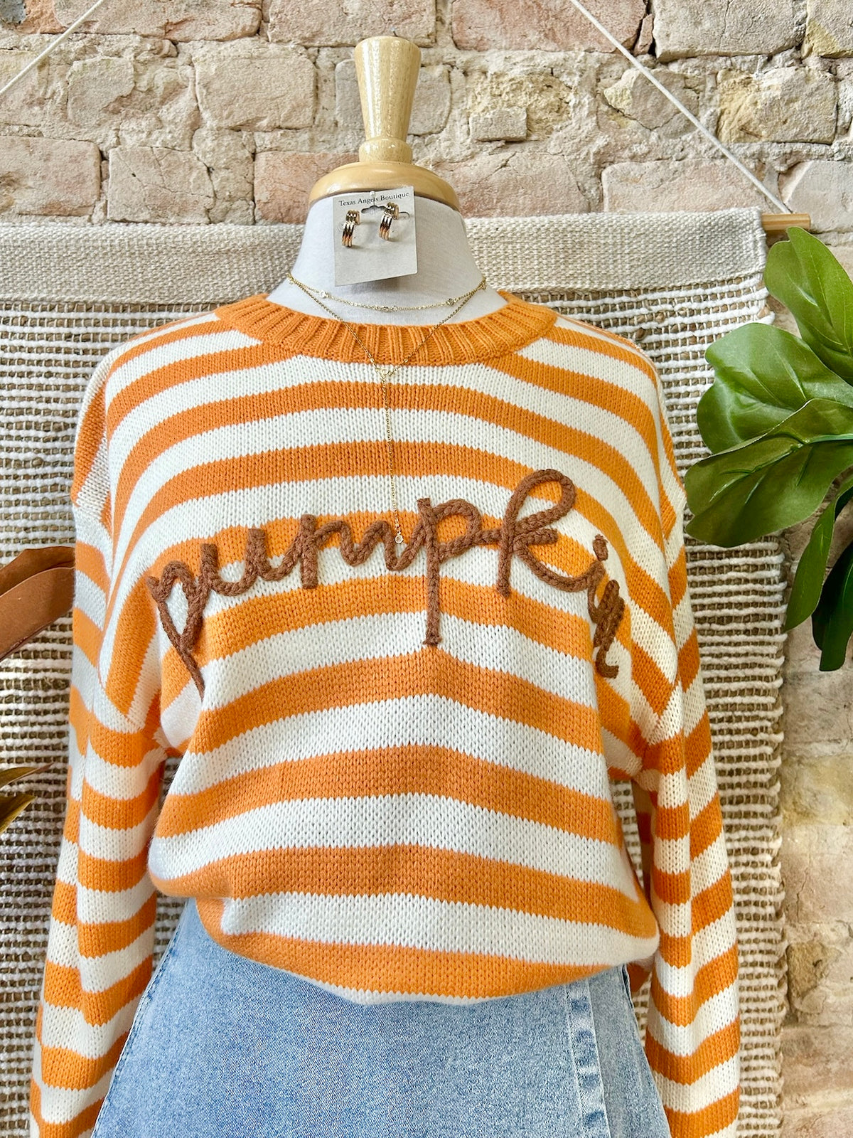 Pumpkin Spice & Everything Nice Orange Striped Sweater