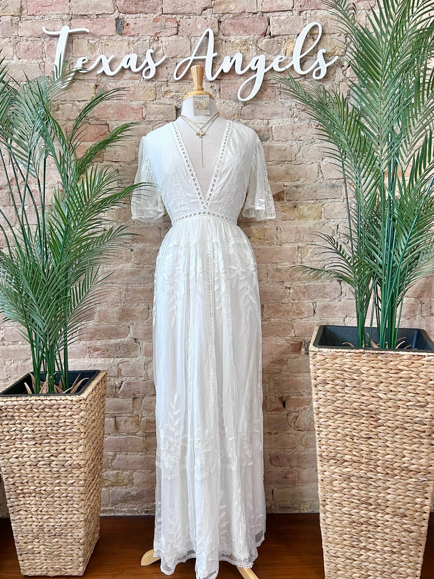 Mexico Bound White Lace Maxi Dress